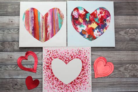 Heart Painting on Canvas - 3 ways! Easy Tutorial for Kids & Adults.