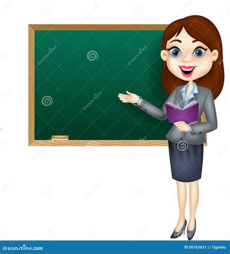 Female Teacher Standing Near Of Blank School Blackboard Cartoon Vector | CartoonDealer.com #99829331