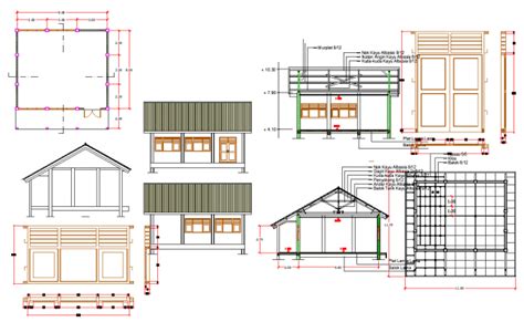 Roof plan, elevation and door framing detail dwg file Elevation Plan, Shed Roof, Roof Plan ...