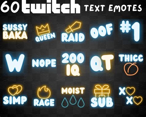 Neon Twitch Emotes Twitch & Discord Emotes Bundle F No U Ban Memes Funny Kawaii Cute Thicc Uwu ...