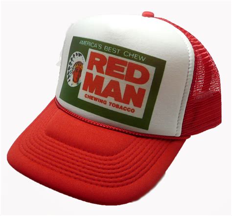 Vintage Red Man Tobacco Trucker Hat Large Chew Pouch Logo Snap back Cap Red adjustable New by ...