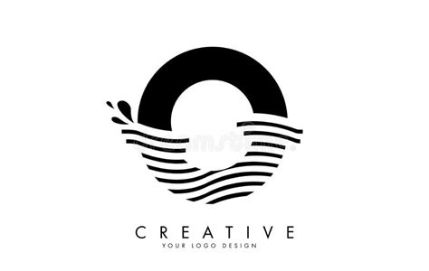 Black O Letter Logo with Waves and Water Drops Design Stock Vector ...