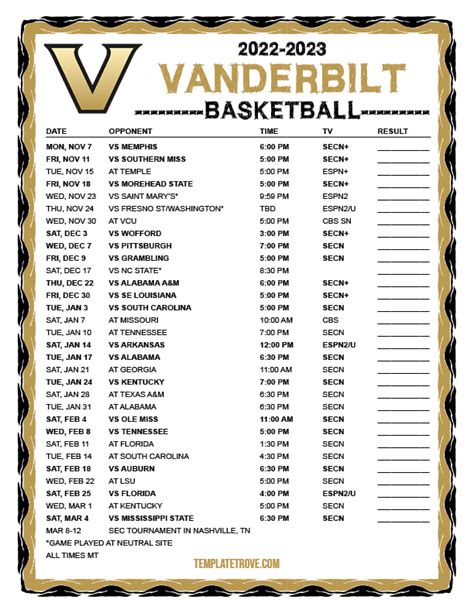 Vanderbilt Basketball Schedule 2024 - Tobi Aeriela