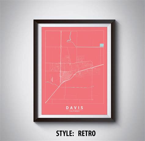 Map of Davis CA Davis Map Davis Poster Office Décor | Etsy