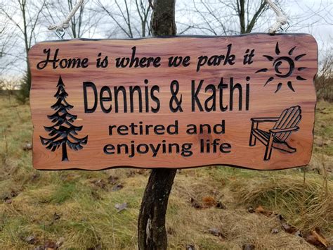 Campsite Sign First Names Personalized Carved Wooden Camping