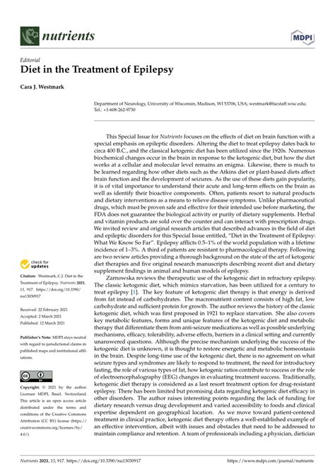 (PDF) Diet in the Treatment of Epilepsy