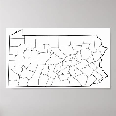 Pennsylvania Counties Blank Outline Map Poster | Zazzle.com