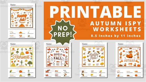 Autumn iSpy Printable Counting Worksheets by Teach Simple