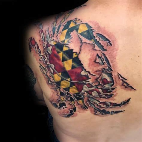 50 Maryland Flag Tattoo Ideas For Men - State Flag Designs