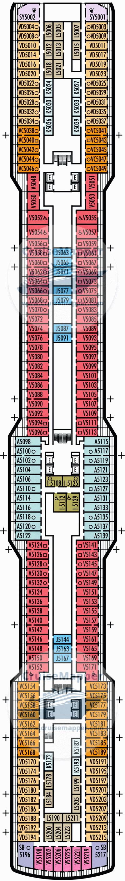 ms Koningsdam deck 5 plan | CruiseMapper