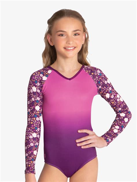 Girls ''Elva'' Floral Long Sleeve Leotard - Gymnastics | Sylvia P ...