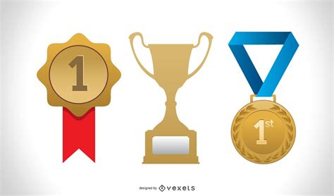 Gold Medal Icon Vector Set Vector Download