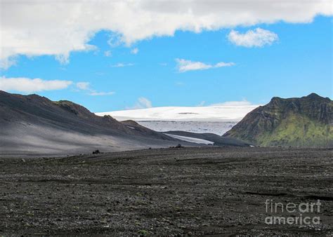 Landscape of Maelifellsandur volcanic black sand desert with Myrdalsjokull glacier Photograph by ...