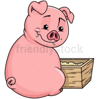 Cute Pig Eating Corn In The Farm Vector Cartoon Clipart - FriendlyStock