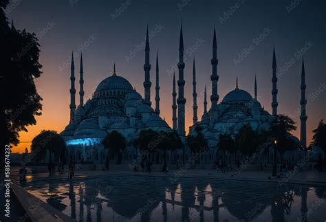 blue mosque, Beautiful Night View Blue mosque, Blue Mosque in Winter ...