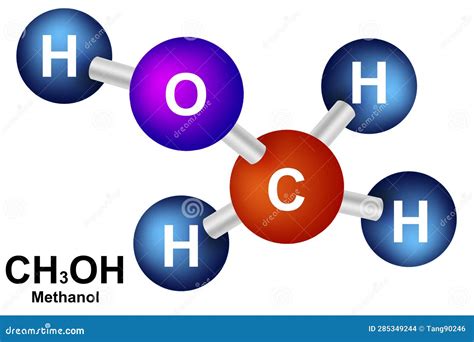 Methanol Molecular Models and Chemical Formula Stock Illustration - Illustration of sign ...