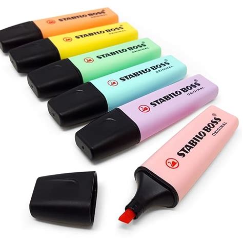 STABILO BOSS Original Pastel Highlighter Pens Highlighter Markers - Full Range Set of 6 in ...