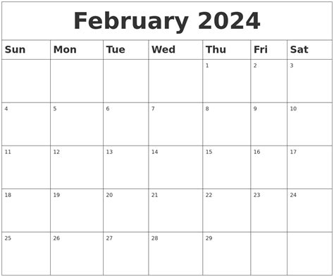 February 2024 Blank Calendar