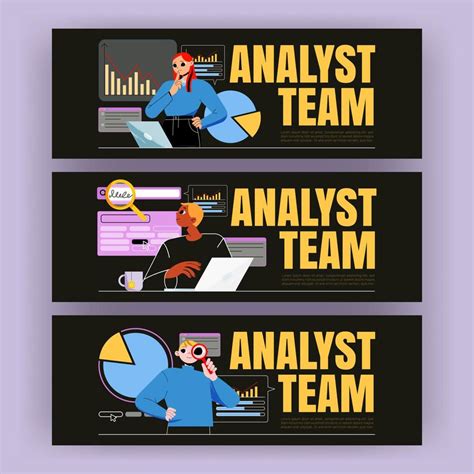 Analyst team banner with people work with data 13504195 Vector Art at ...