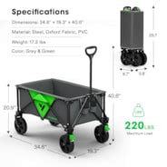 Collapsible Folding Wagon, Outdoor Utility with Silent Universal Wheels ...