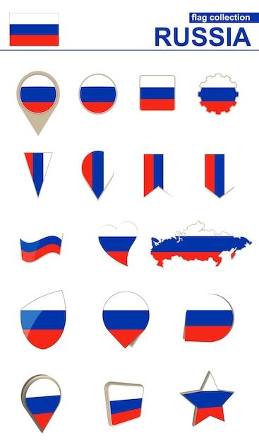 Premium Vector | Russia flag collection big set for design