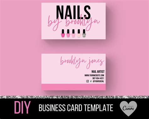 Nail Business Card Template Nail Business Card Design | Etsy