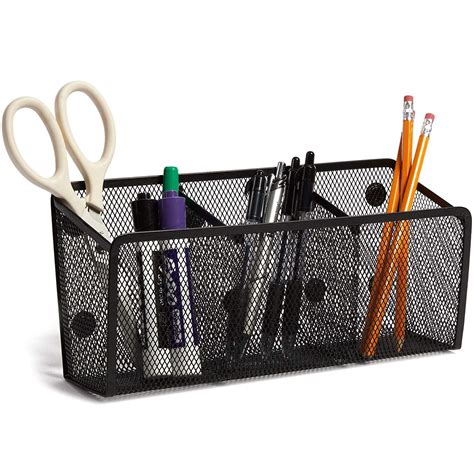 Magnetic Mesh Pen Holder 3 Compartments for Whiteboard Refrigerator Locker Home Office School ...