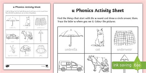 u Phonics Worksheet - u Phonics Activities - Twinkl