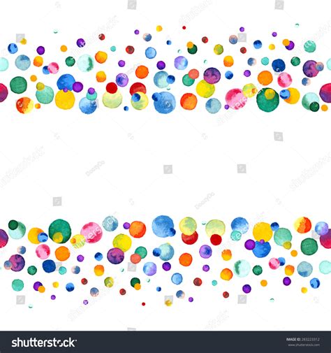 Watercolor Rainbow Colored Confetti Border With Space For Your Text. Colorful Confetti ...