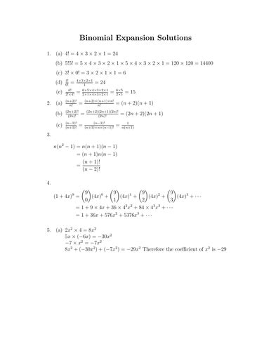 Binomial Expansion | Teaching Resources