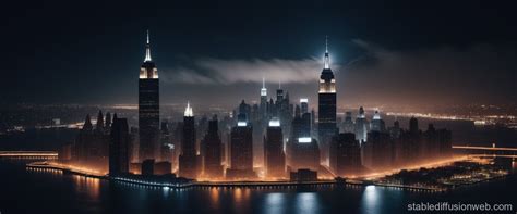 Super Realistic Gotham City Night Skyline | Stable Diffusion Online