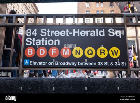 34 Street- Herald Square Subway Station Sign, New York City, United States of America Stock ...