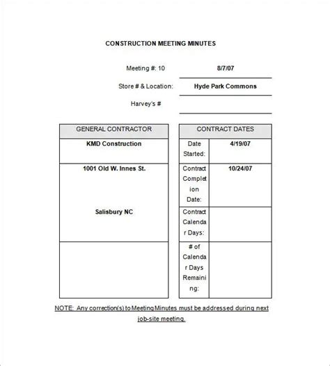 Tips For Taking Meeting Minutes For Construction Projects - Free Sample, Example & Format ...