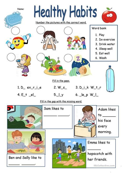 Healthy Habits Worksheets for Kindergarten | Worksheet for Kindergarten | Healthy habits for ...