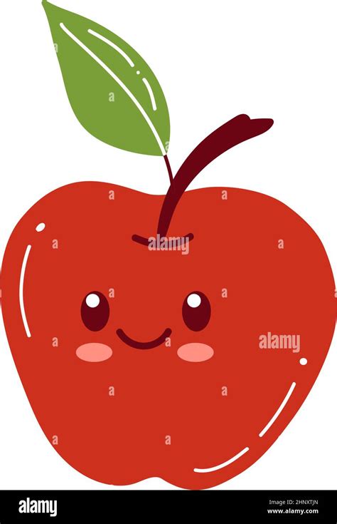 Apple character with funny face. Happy cute cartoon red and yellow ...