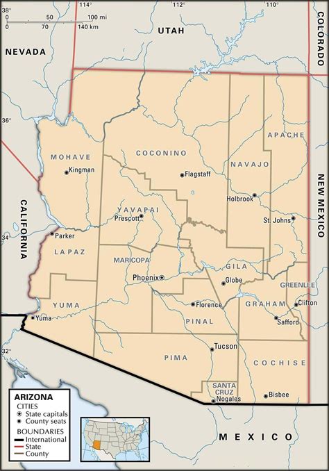 Arizona Map Counties And Cities - Amanda Marigold