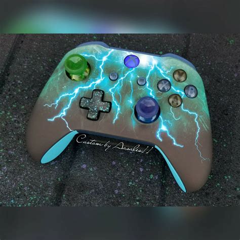 Xbox one s model 1708 wireless controller custom storm thunder blue led ...