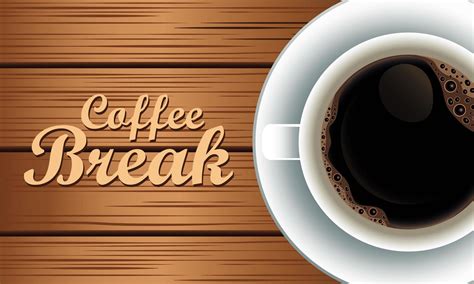 coffee break lettering with cup in wooden background 2528886 Vector Art ...