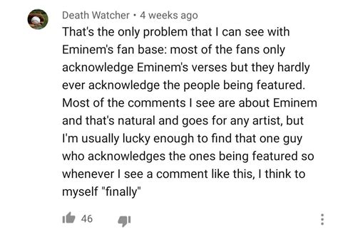 On the No Regrets still video on YouTube. Absolutely agree with him , Em fans fail to ...