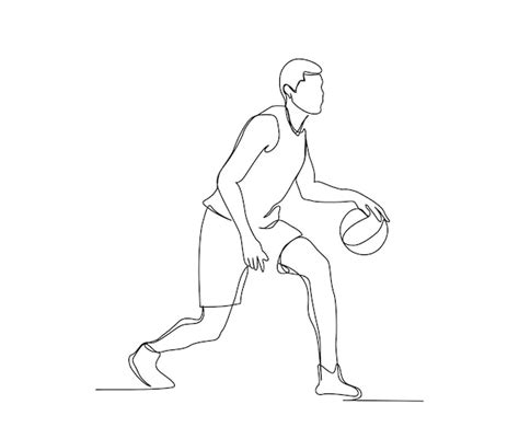 Premium Vector | Continuous line drawing of basketball player in action Basketball player ...