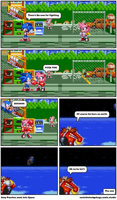 Amy Punches sonic into Space - Comic Studio