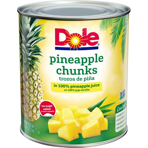 Dole Canned Fruit Chunks In 100% Pineapple Juice Pineapple 106 Oz Can - Walmart.com