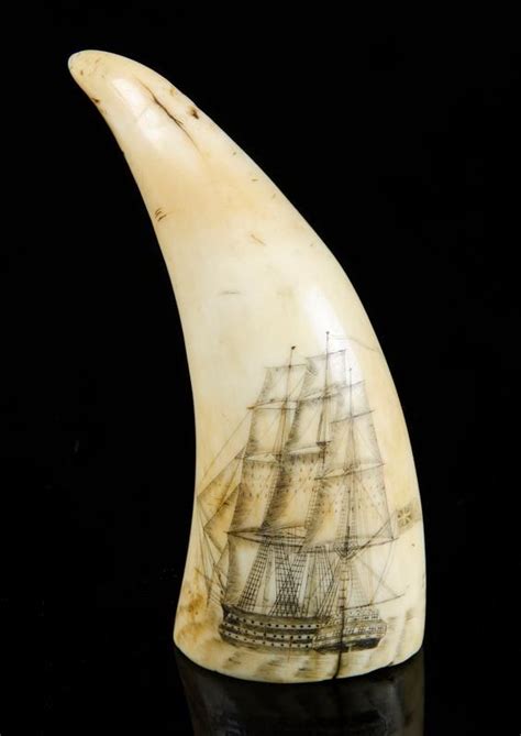 19th Century Scrimshaw Whale Tooth with Ship Decorations - Scrimshaw ...