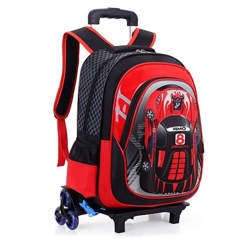 6 Wheels LYLN Rolling Backpack Girls Backpack with Wheels Removable ...