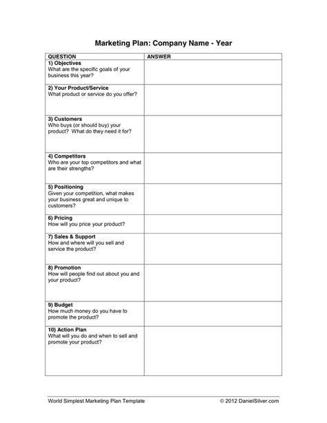 Marketing Plan Template in Word and Pdf formats