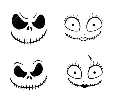 Jack and Sally Face SVG, PNG, PDF, A nightmare before christmas svg