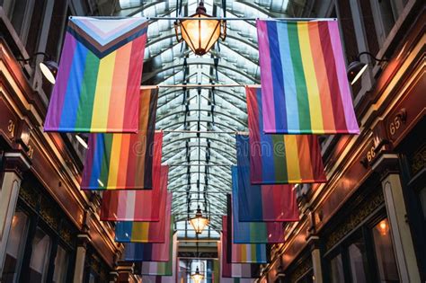 LGBTQ Pride Rainbow Flags in Two Rows in City Editorial Image - Image of rights, symbol: 280340950