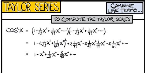 When computing the Taylor series of $(\cos x)^2$ how does the slide jump to concluding it is $1 ...