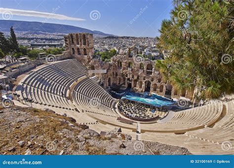 Ancient Greek Theatre Under Acropolis of Athens Stock Image - Image of ...