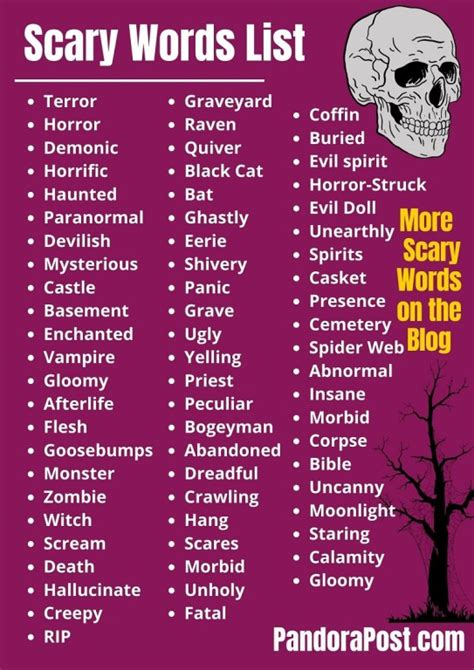 100+ Scary Words List (Horror Vocabulary For Writing a Creepy ...